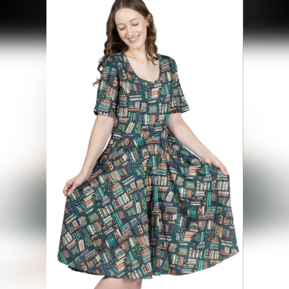 Svaha Botanical Library Twirl Dress Size Large EUC - Picture 2 of 7